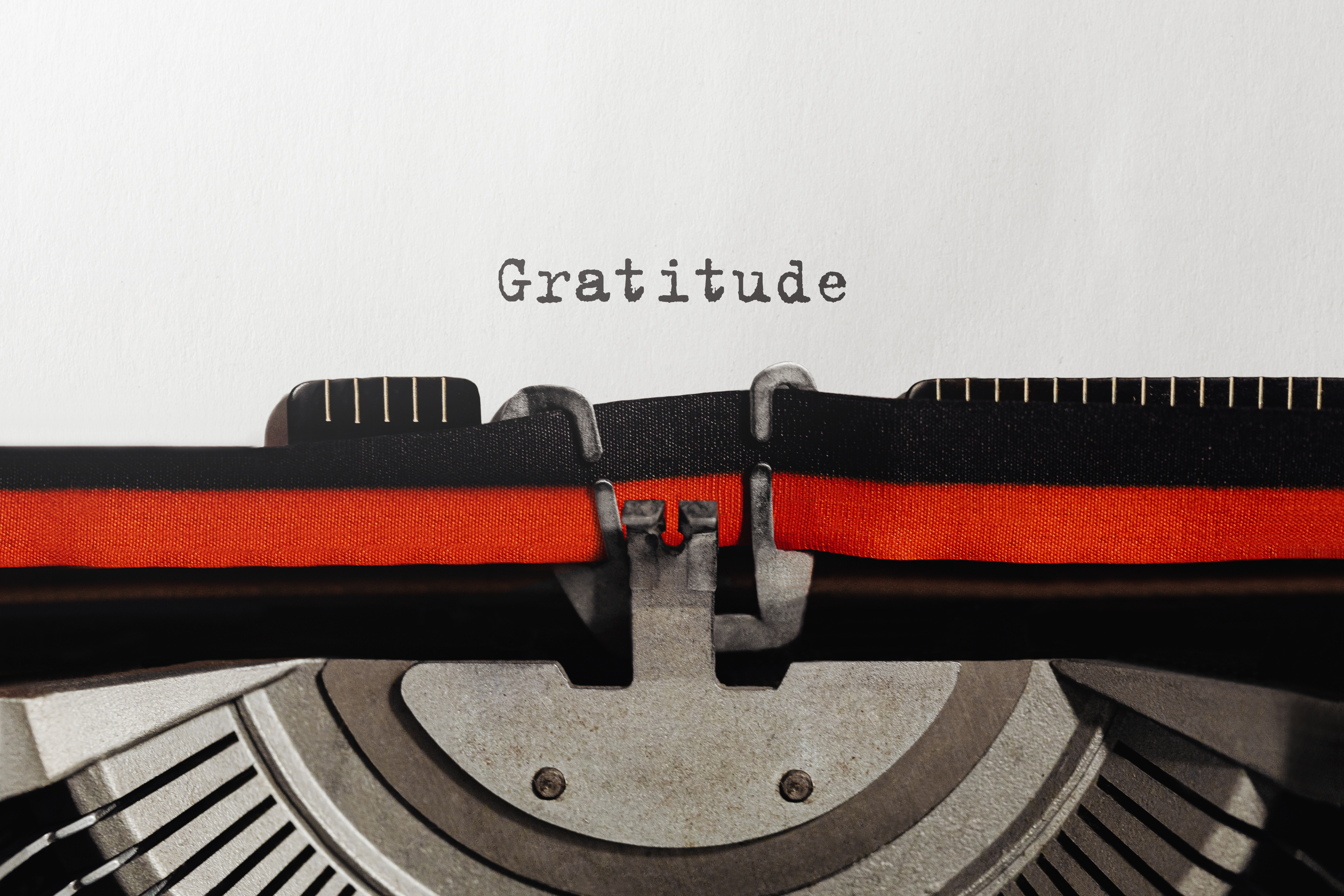Photo of the Word "Gratitude" Typed on A Vintage Typewriter